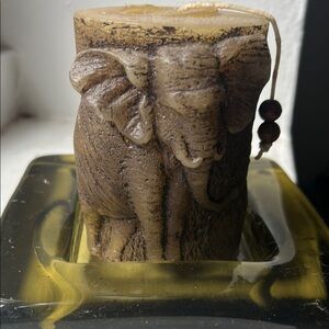 Elegant Brown Elephant Candle Holder